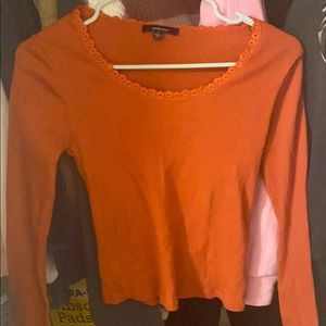 dark orange ruffled long sleeve